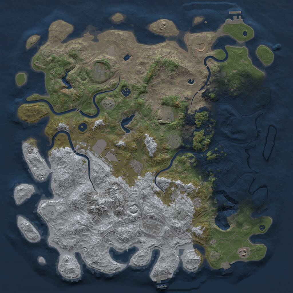 Rust Map: Procedural Map, Size: 5000, Seed: 879733363, 16 Monuments