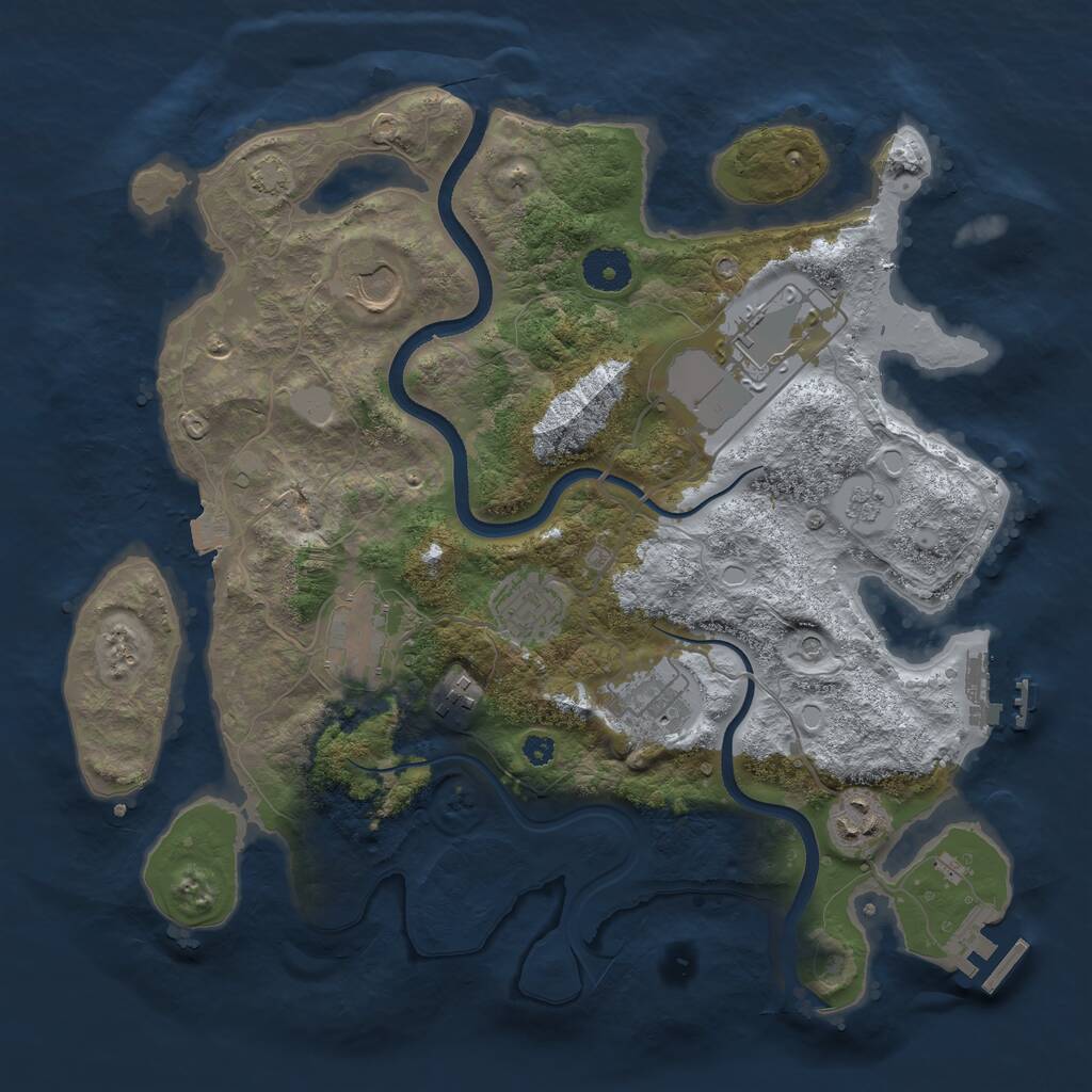 Rust Map: Procedural Map, Size: 3500, Seed: 652253, 13 Monuments