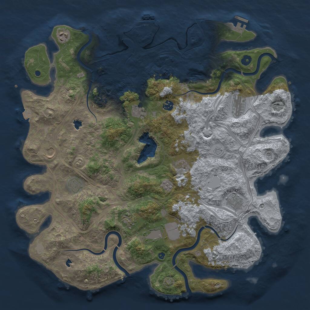 Rust Map: Procedural Map, Size: 4500, Seed: 706096190, 17 Monuments