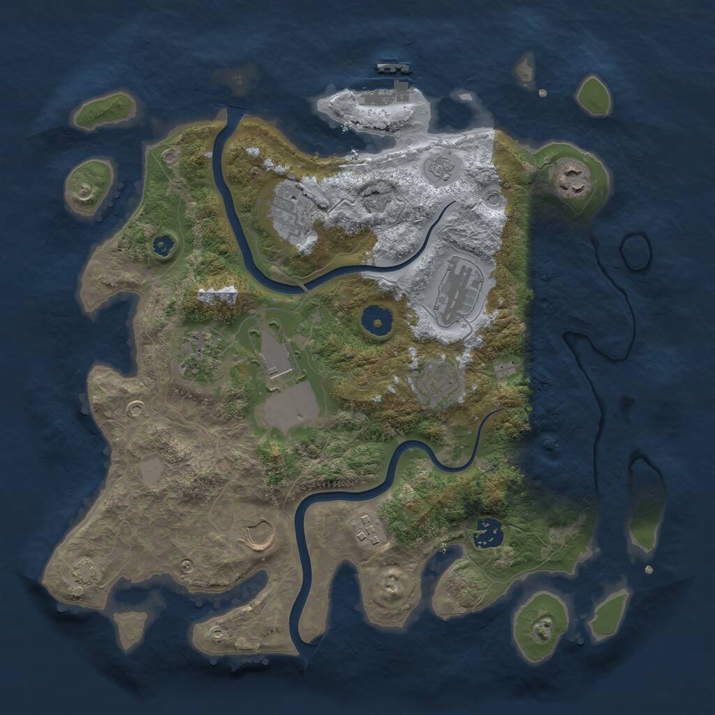 Rust Map: Procedural Map, Size: 3500, Seed: 114124173, 14 Monuments