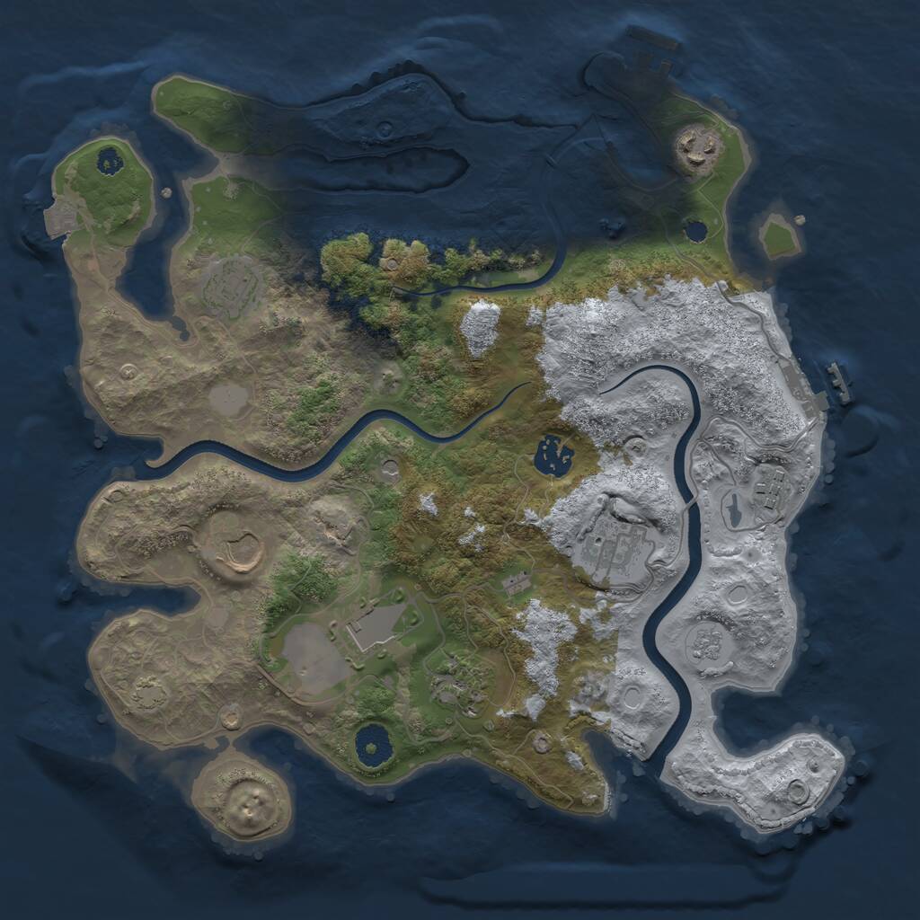 Rust Map: Procedural Map, Size: 3500, Seed: 1037595189, 14 Monuments