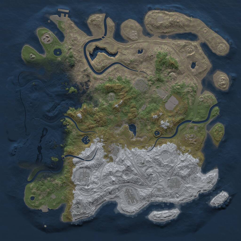 Rust Map: Procedural Map, Size: 4500, Seed: 525, 17 Monuments