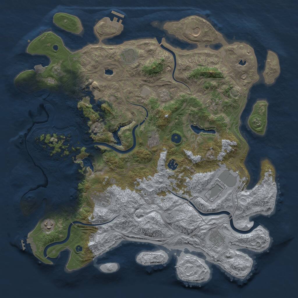 Rust Map: Procedural Map, Size: 4500, Seed: 306003538, 17 Monuments