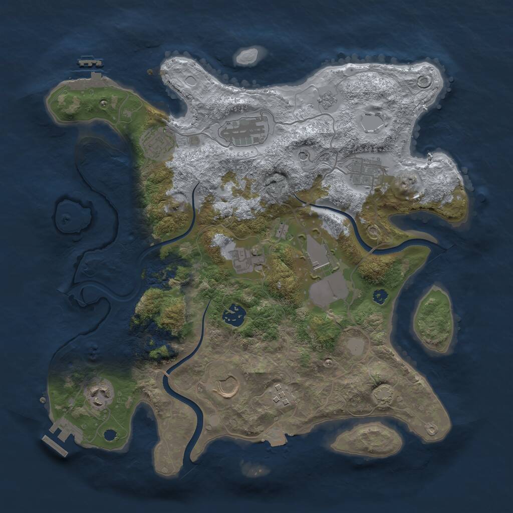 Rust Map: Procedural Map, Size: 3500, Seed: 1650962122, 15 Monuments