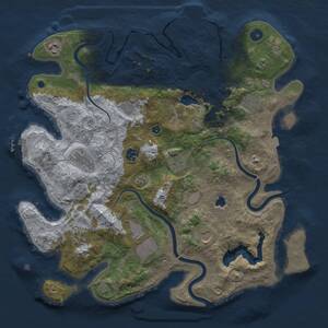 Thumbnail Rust Map: Procedural Map, Size: 4000, Seed: 344350582, 16 Monuments