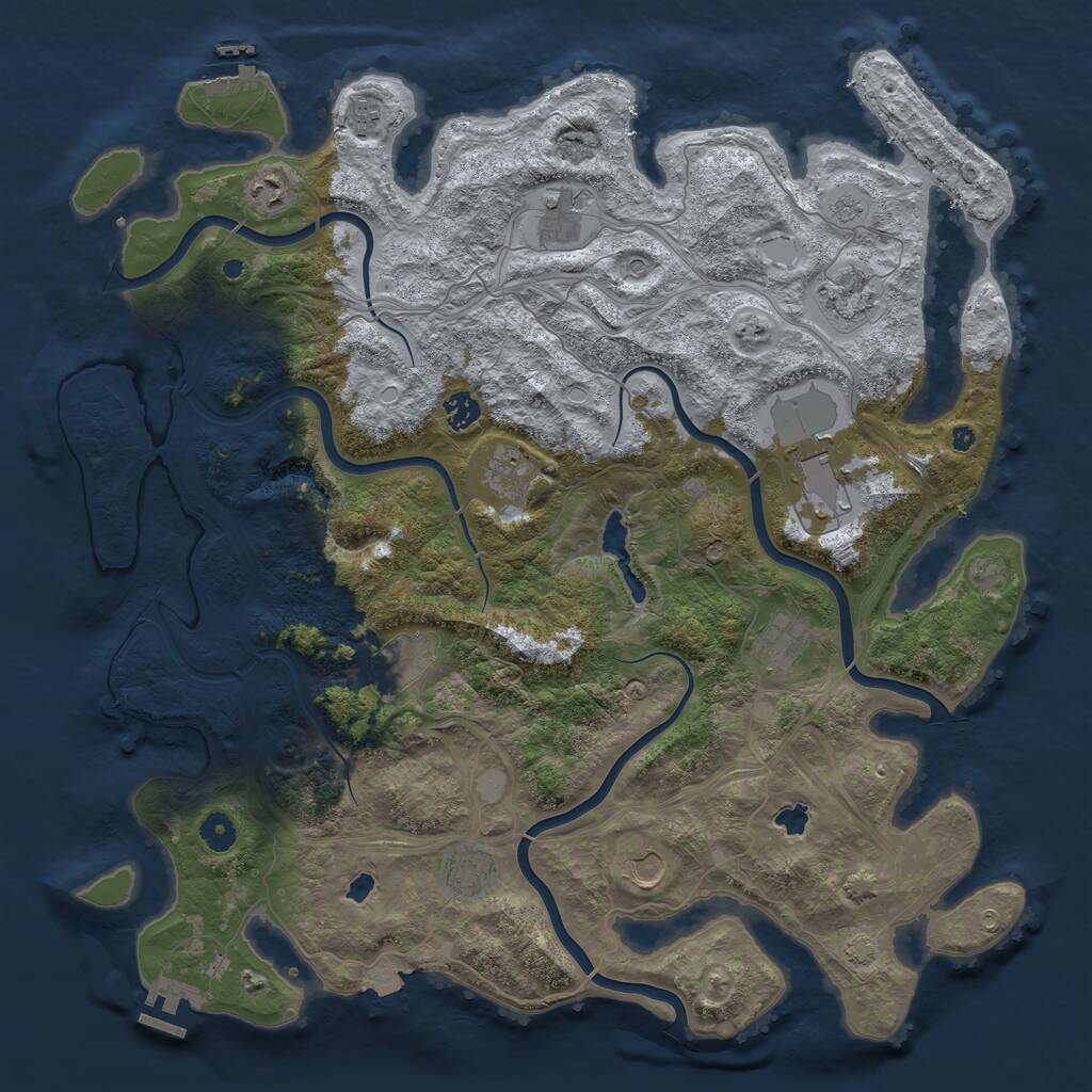 Rust Map: Procedural Map, Size: 4500, Seed: 126182576, 17 Monuments