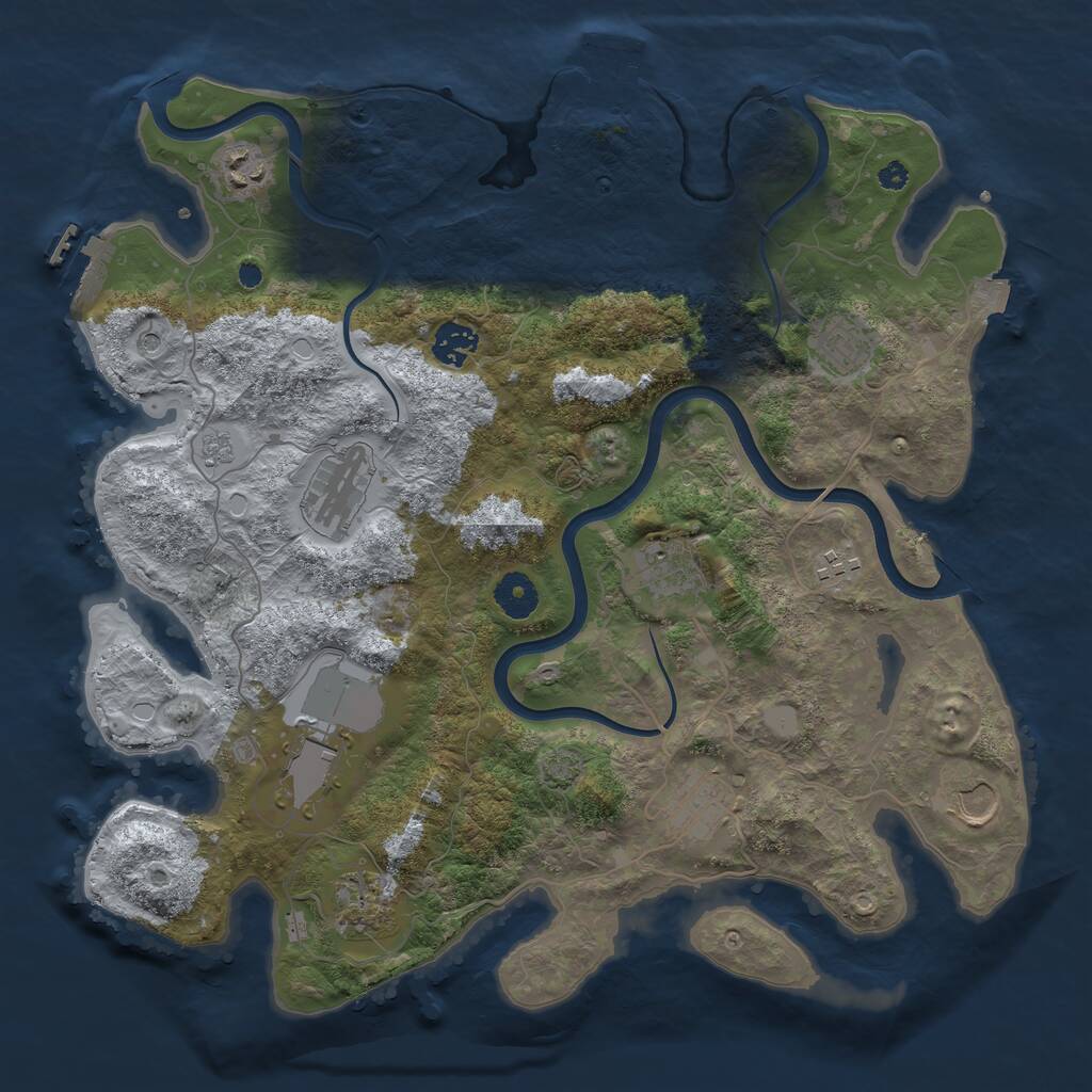 Rust Map: Procedural Map, Size: 3750, Seed: 1304643971, 16 Monuments