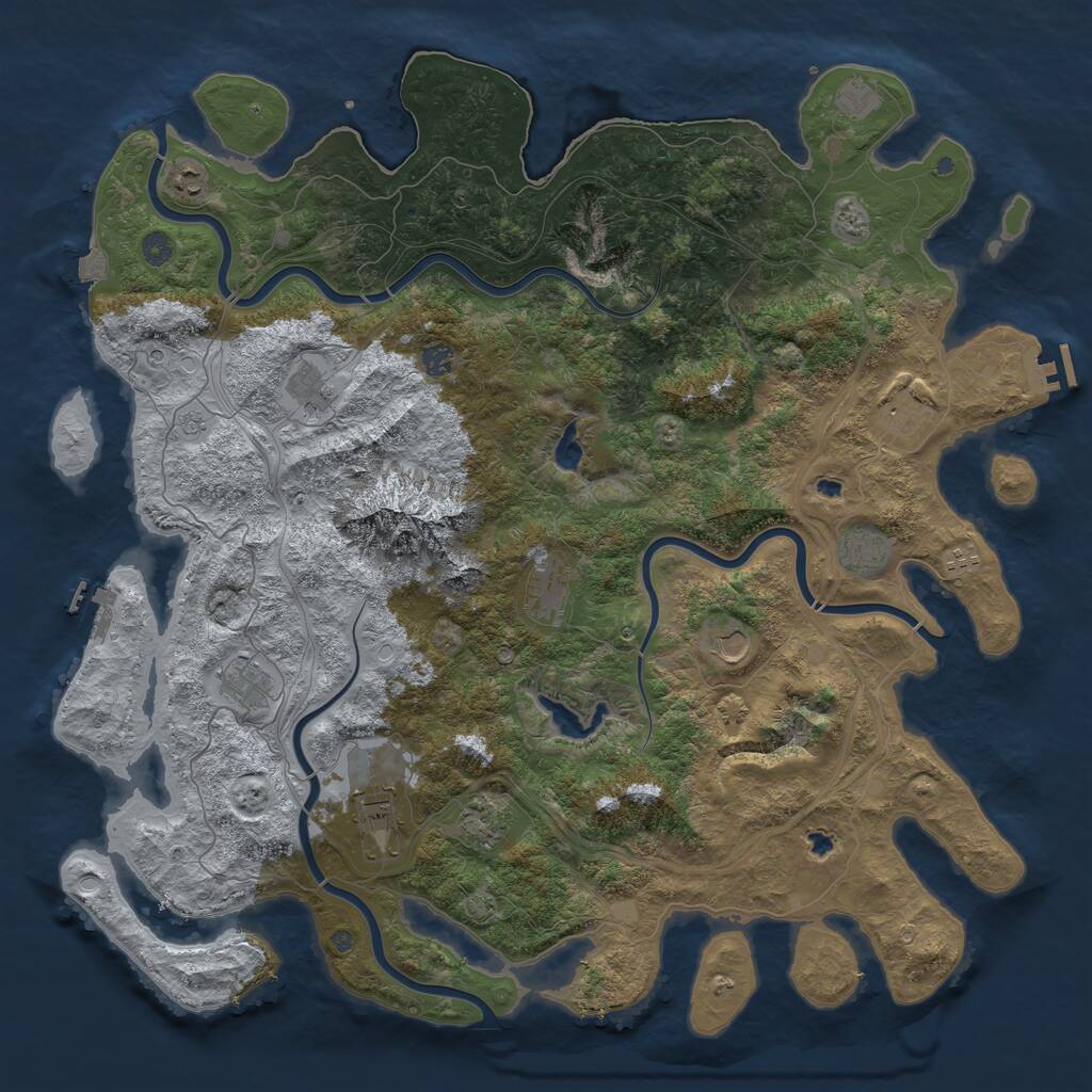 Rust Map: Procedural Map, Size: 5050, Seed: 72812, 17 Monuments