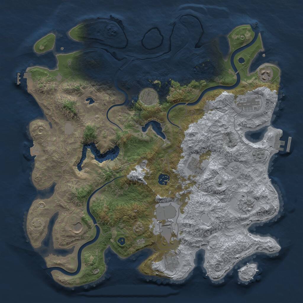 Rust Map: Procedural Map, Size: 4000, Seed: 374127859, 16 Monuments