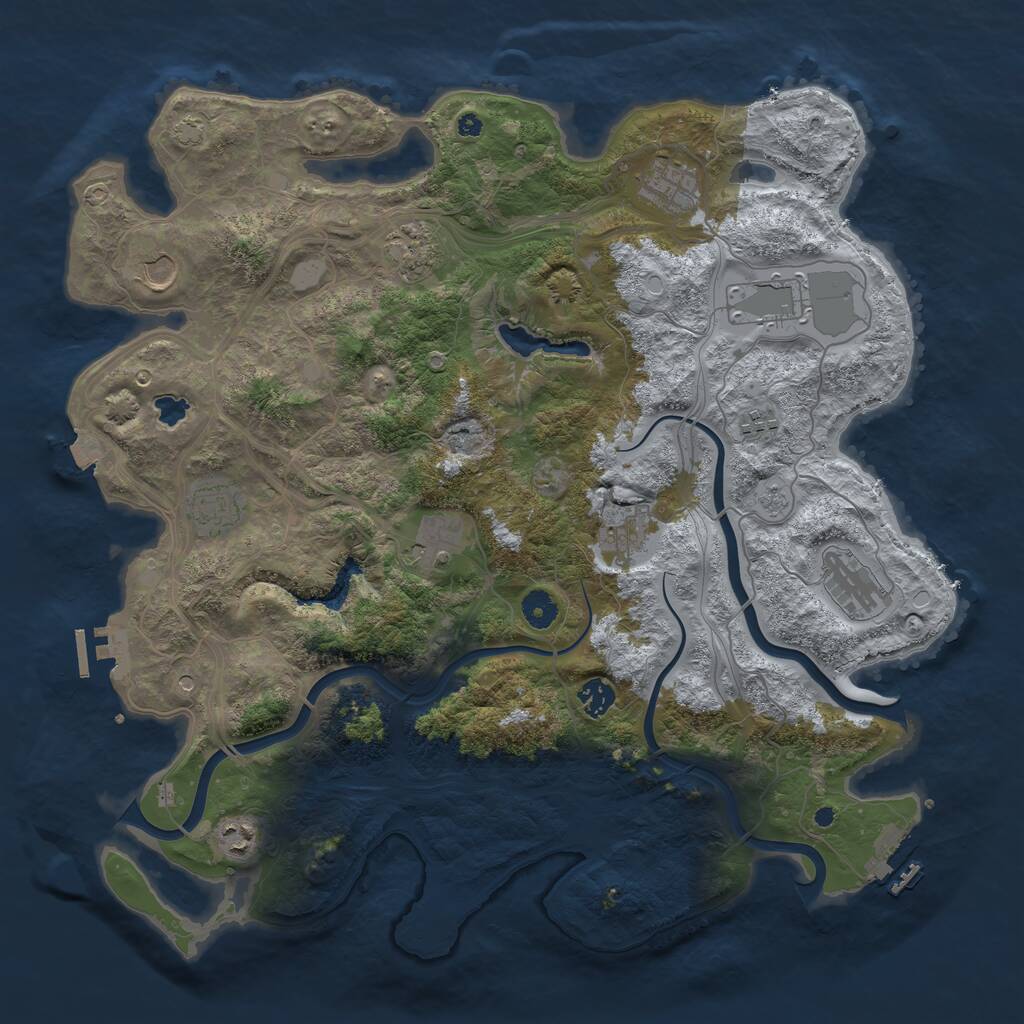 Rust Map: Procedural Map, Size: 4250, Seed: 1916013791, 17 Monuments