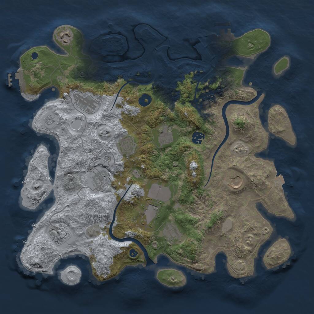 Rust Map: Procedural Map, Size: 3750, Seed: 121522622, 17 Monuments