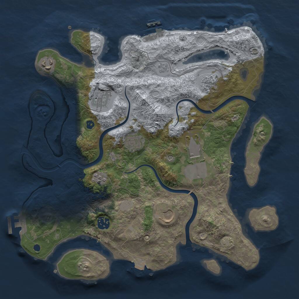 Rust Map: Procedural Map, Size: 3500, Seed: 195510726, 14 Monuments