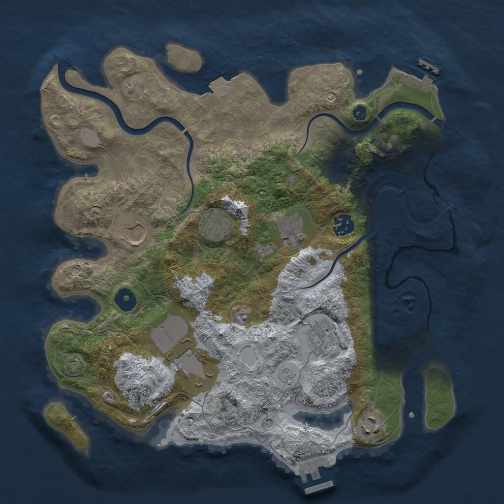 Rust Map: Procedural Map, Size: 3500, Seed: 1094345448, 14 Monuments