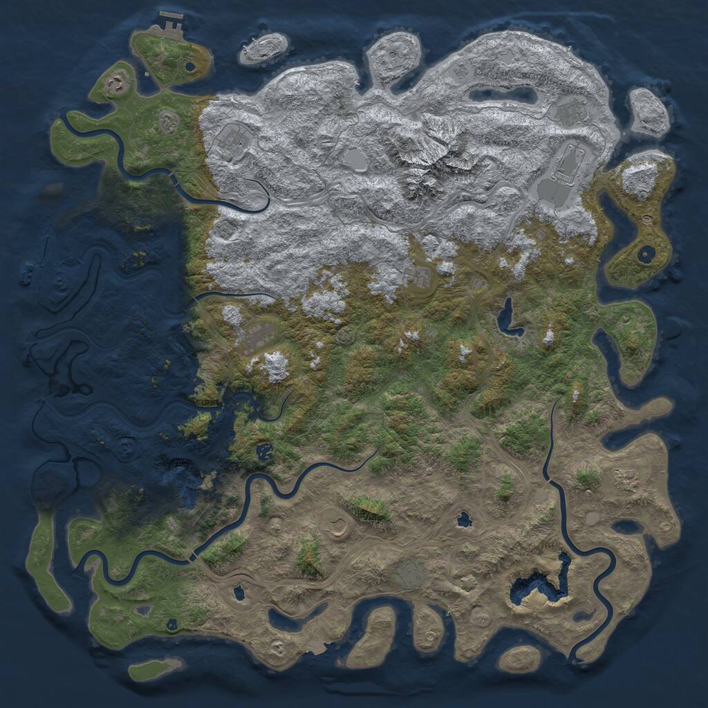 Rust Map: Procedural Map, Size: 6000, Seed: 1837462, 17 Monuments