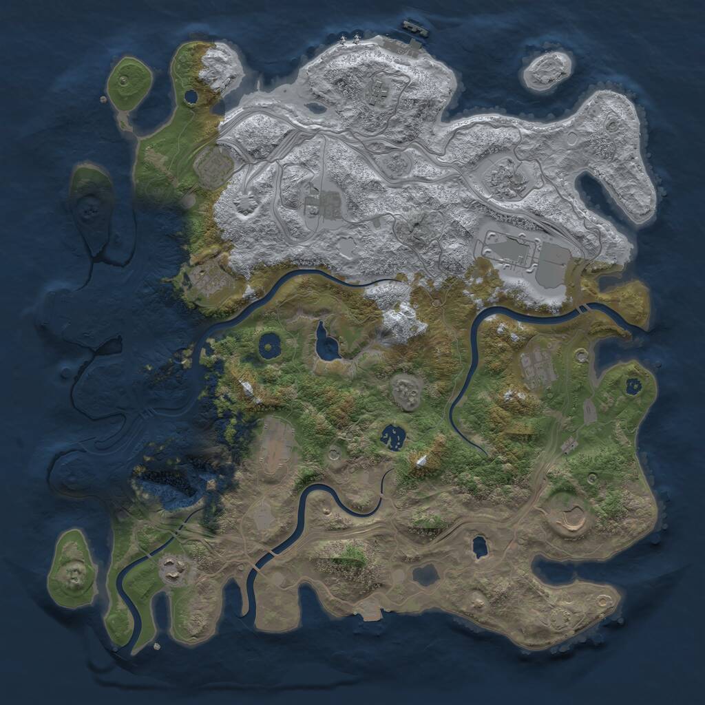Rust Map: Procedural Map, Size: 4250, Seed: 1993759357, 17 Monuments