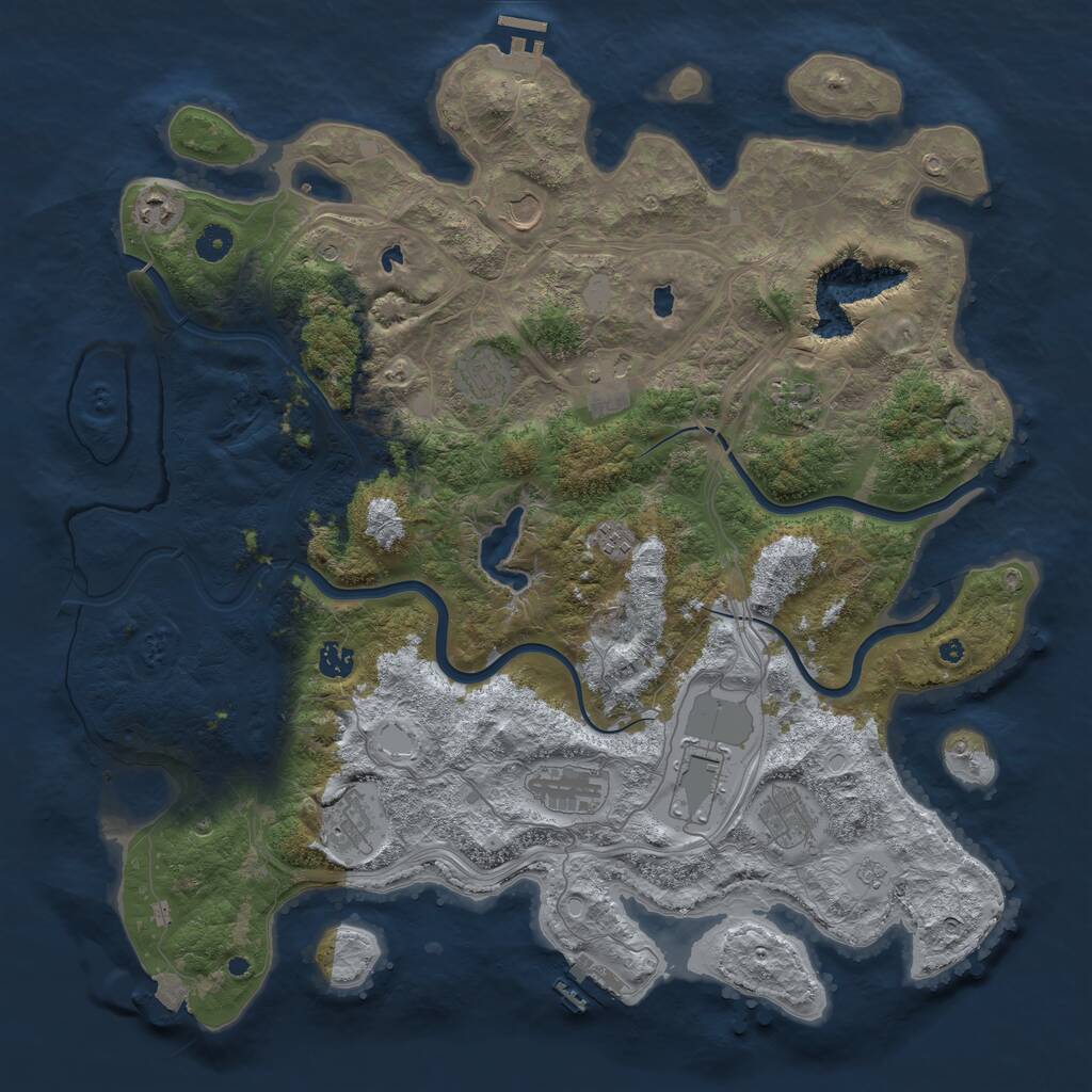 Rust Map: Procedural Map, Size: 4500, Seed: 811424327, 17 Monuments