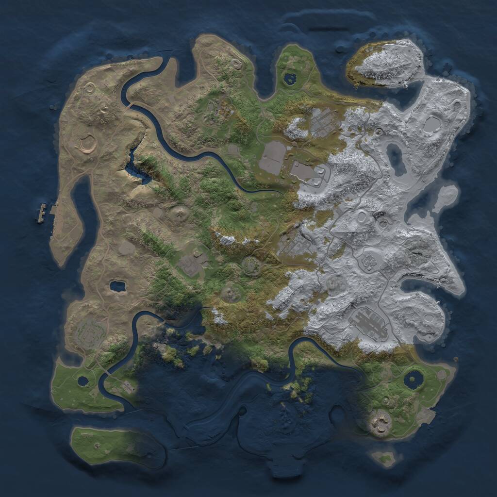 Rust Map: Procedural Map, Size: 4000, Seed: 593804580, 16 Monuments