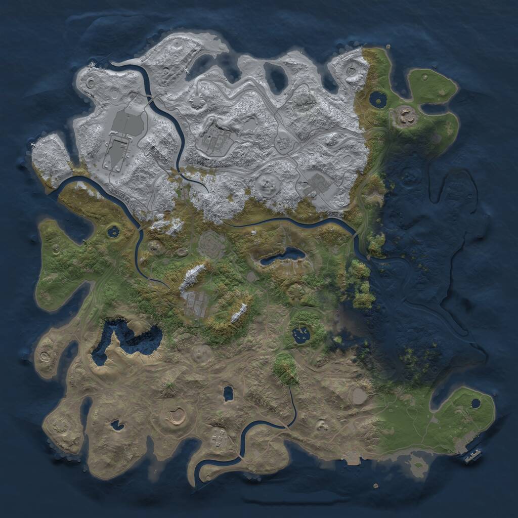 Rust Map: Procedural Map, Size: 4500, Seed: 283015104, 16 Monuments