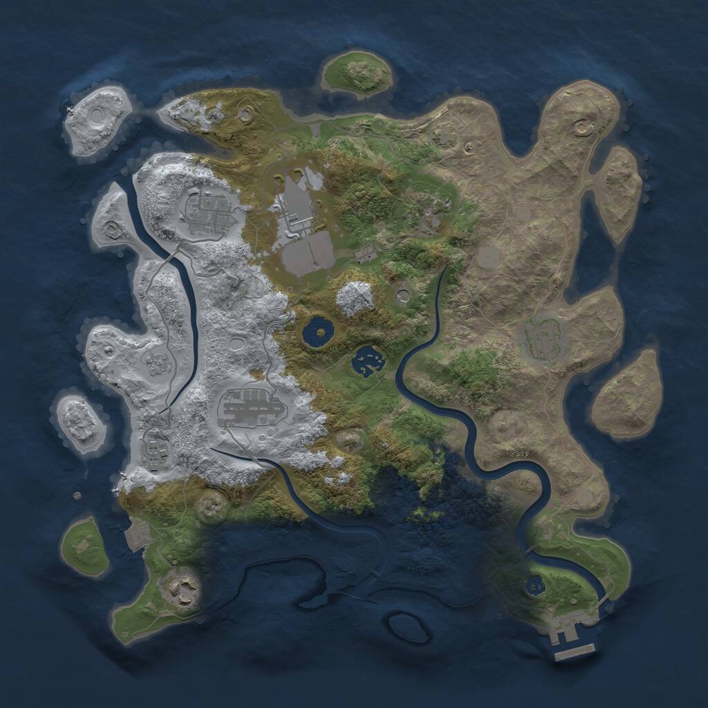Rust Map: Procedural Map, Size: 3500, Seed: 1475689555, 13 Monuments