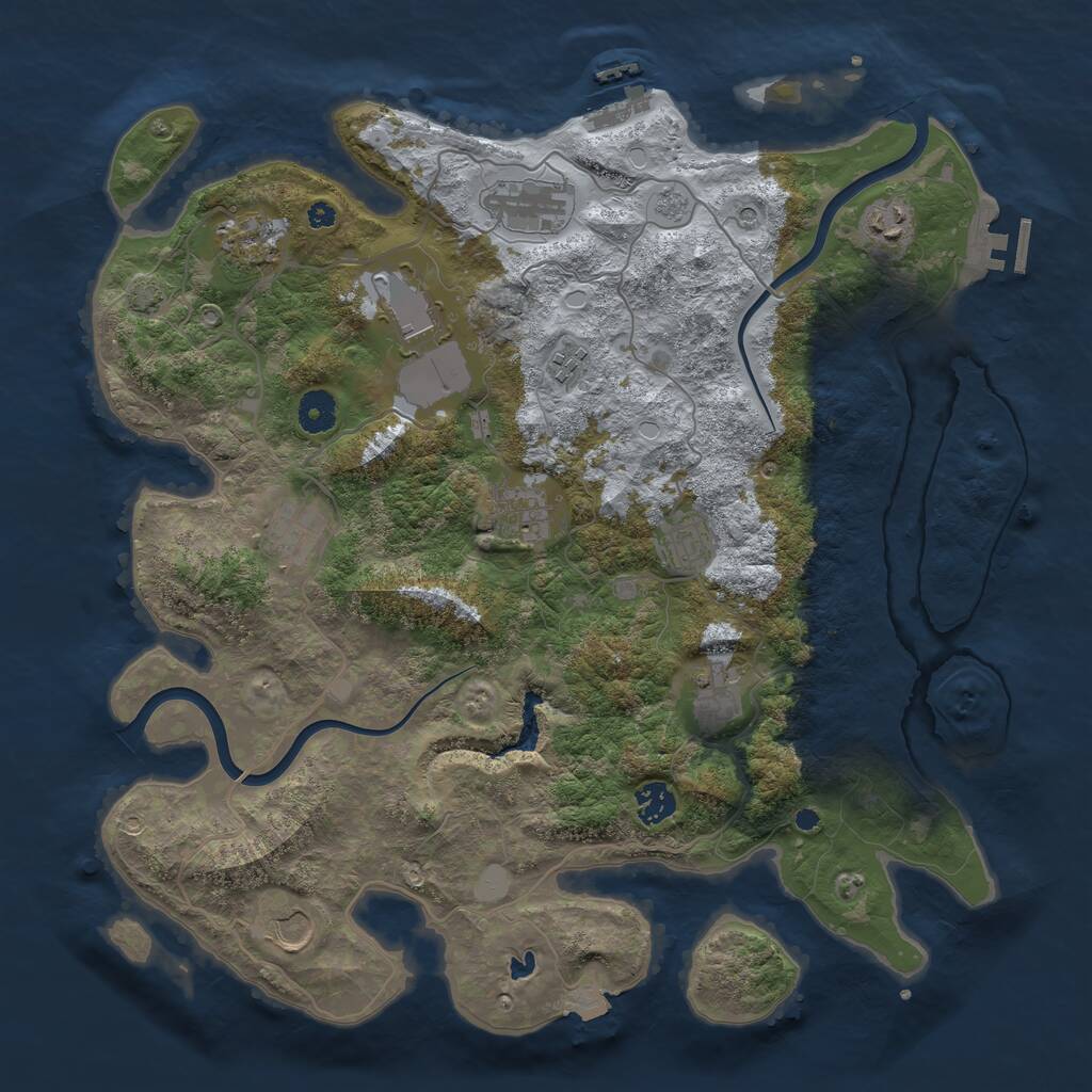 Rust Map: Procedural Map, Size: 4000, Seed: 2130131392, 17 Monuments