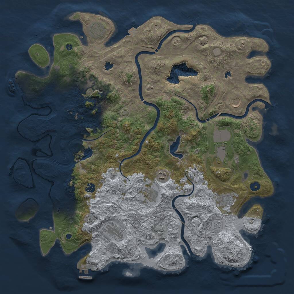 Rust Map: Procedural Map, Size: 4500, Seed: 127033024, 16 Monuments