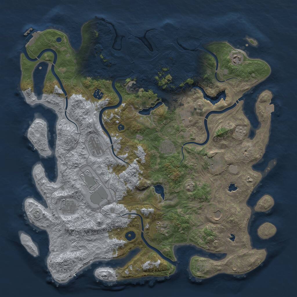 Rust Map: Procedural Map, Size: 4500, Seed: 2144117879, 17 Monuments