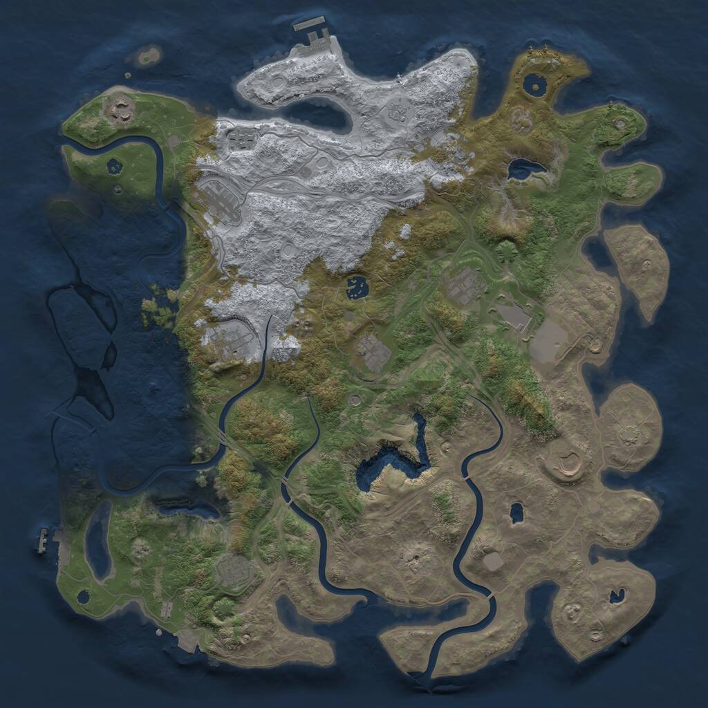 Rust Map: Procedural Map, Size: 4500, Seed: 1758240286, 17 Monuments