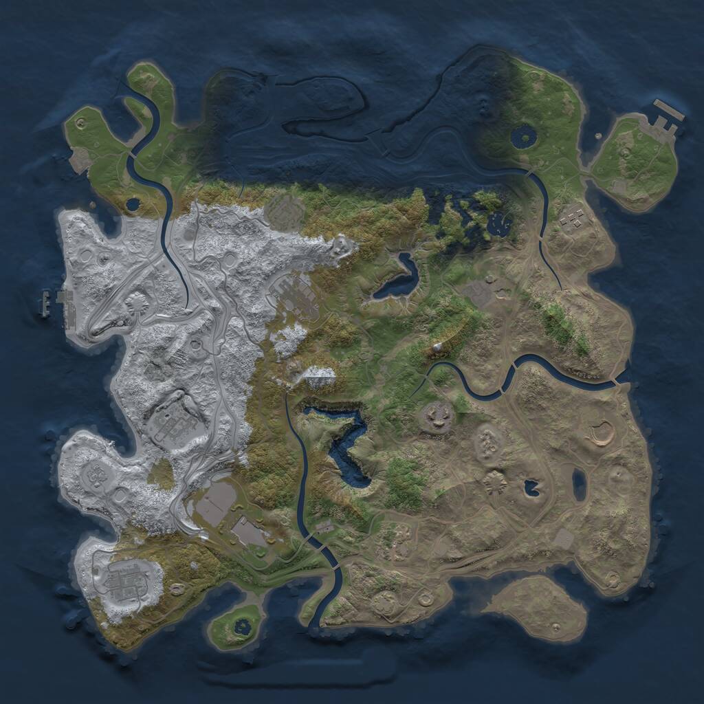Rust Map: Procedural Map, Size: 4250, Seed: 1740525701, 17 Monuments