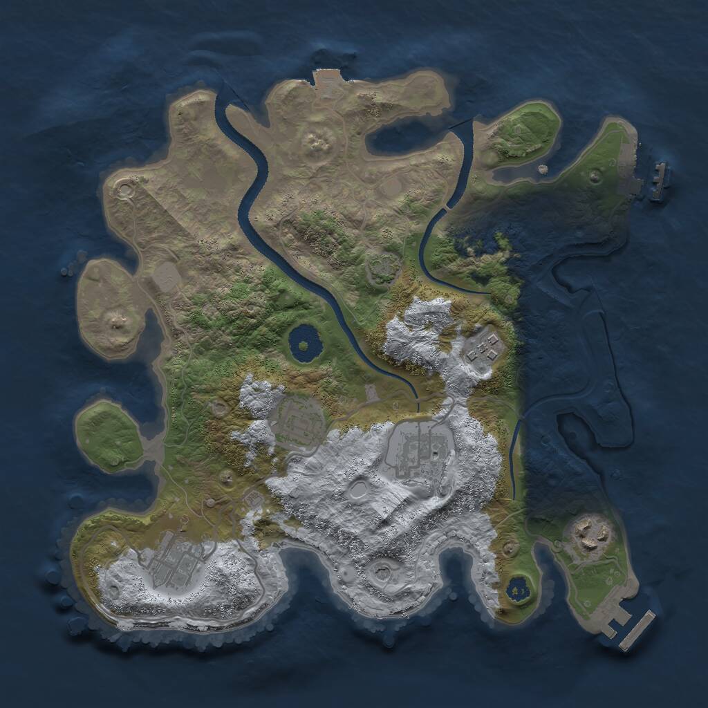 Rust Map: Procedural Map, Size: 3000, Seed: 53530, 10 Monuments