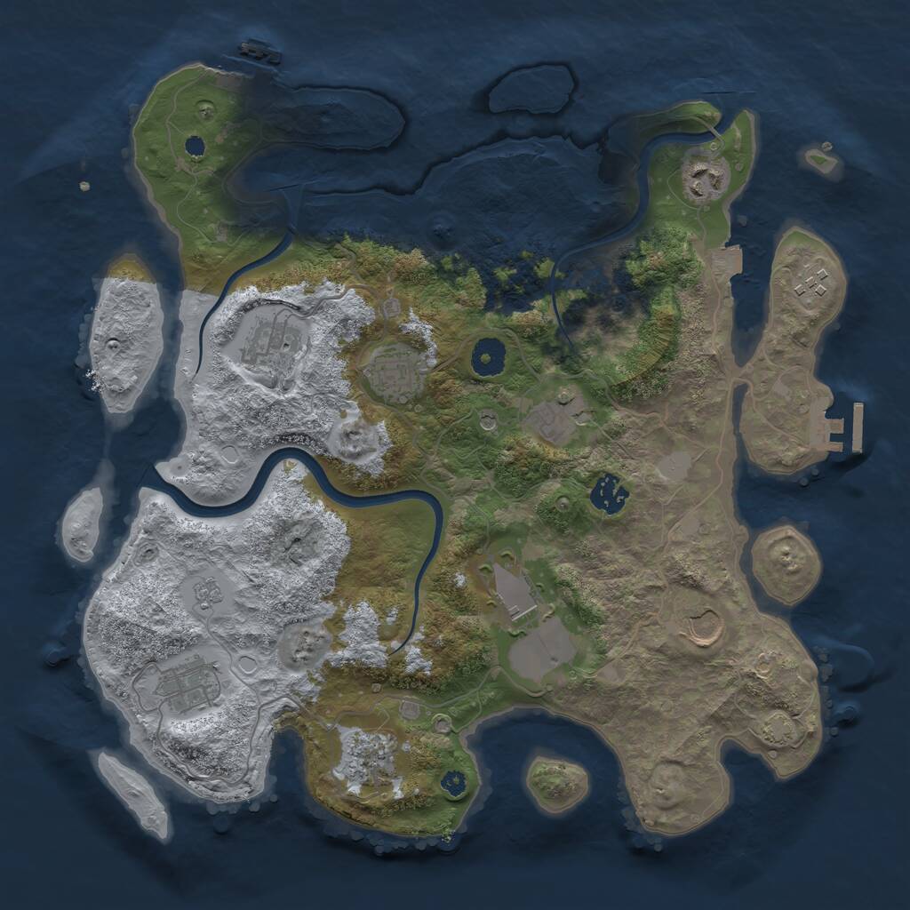 Rust Map: Procedural Map, Size: 3700, Seed: 1074167587, 16 Monuments