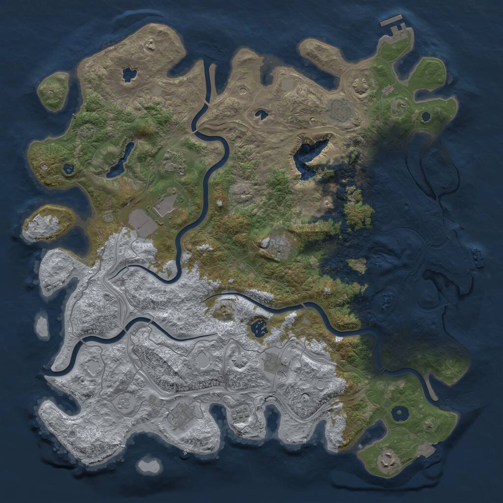 Rust Map: Procedural Map, Size: 4500, Seed: 1245929149, 15 Monuments