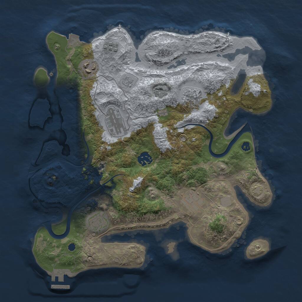 Rust Map: Procedural Map, Size: 3300, Seed: 1401698217, 12 Monuments