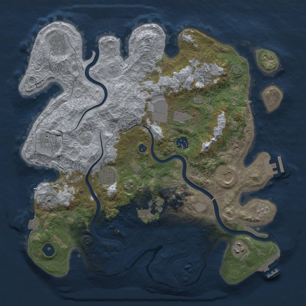 Rust Map: Procedural Map, Size: 3750, Seed: 704905033, 16 Monuments