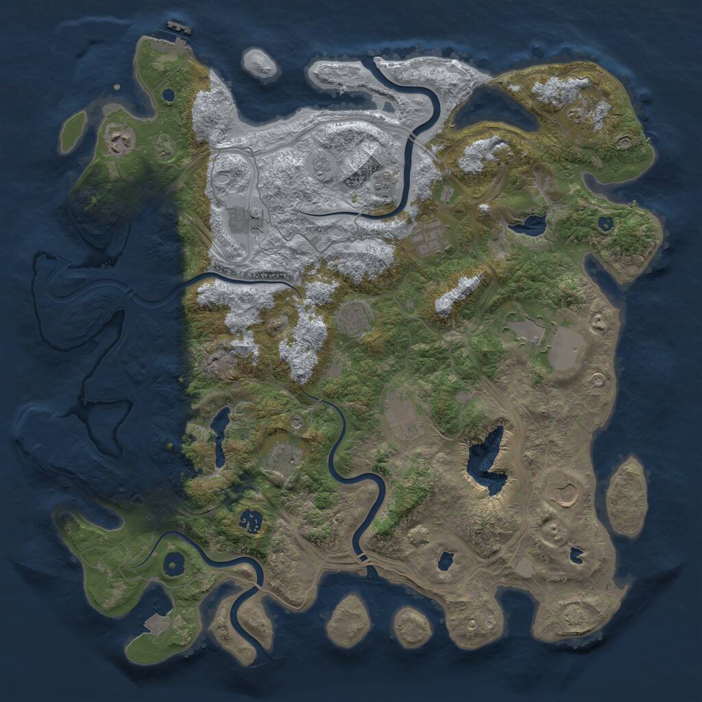 Rust Map: Procedural Map, Size: 4500, Seed: 829632819, 17 Monuments