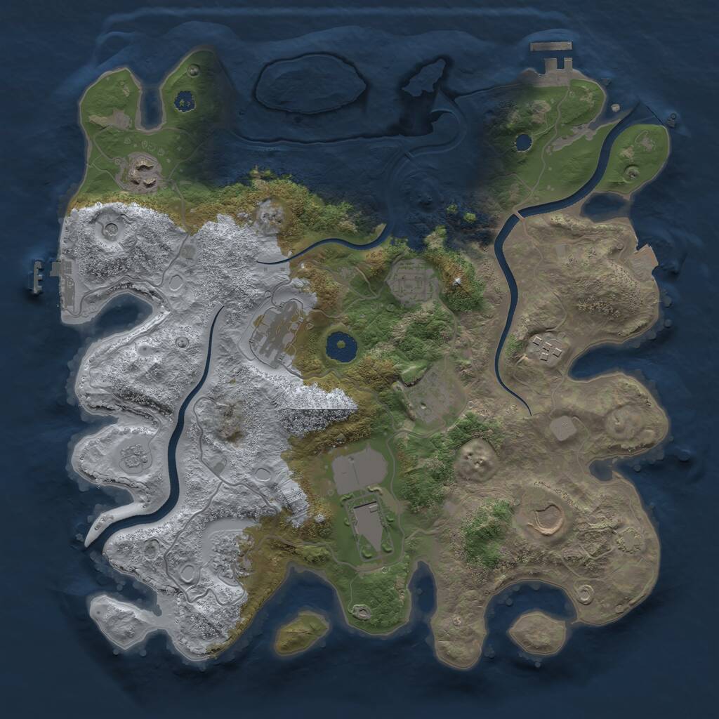 Rust Map: Procedural Map, Size: 3500, Seed: 1351570275, 14 Monuments