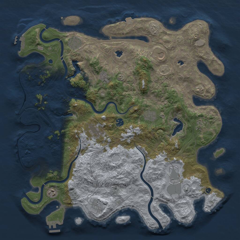 Rust Map: Procedural Map, Size: 4500, Seed: 375327174, 17 Monuments