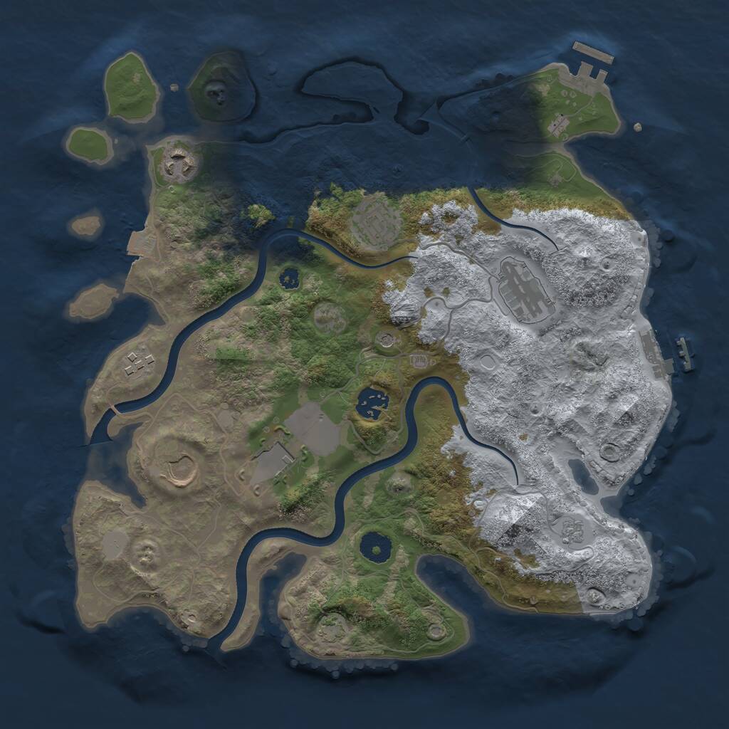 Rust Map: Procedural Map, Size: 3500, Seed: 694802, 13 Monuments