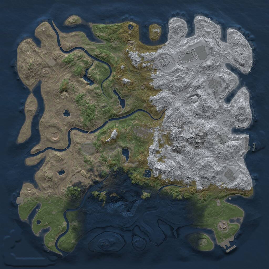 Rust Map: Procedural Map, Size: 5000, Seed: 1241, 17 Monuments