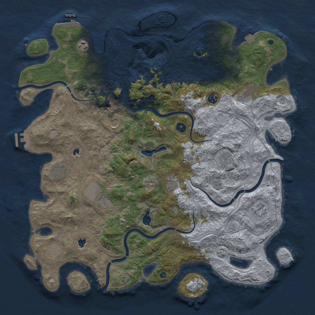 Rust Map: Procedural Map, Size: 4800, Seed: 350076620, 17 Monuments