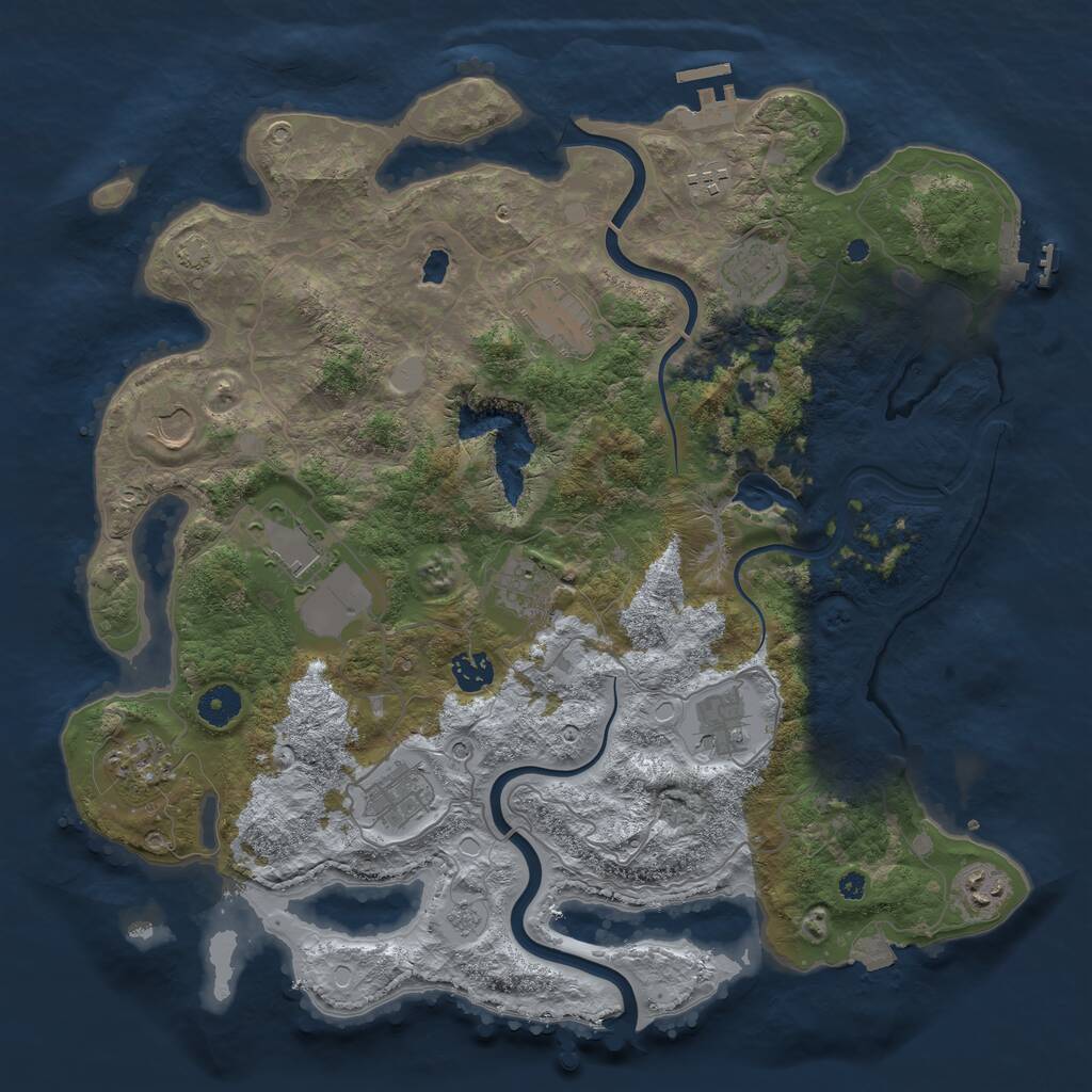 Rust Map: Procedural Map, Size: 4000, Seed: 628639171, 17 Monuments