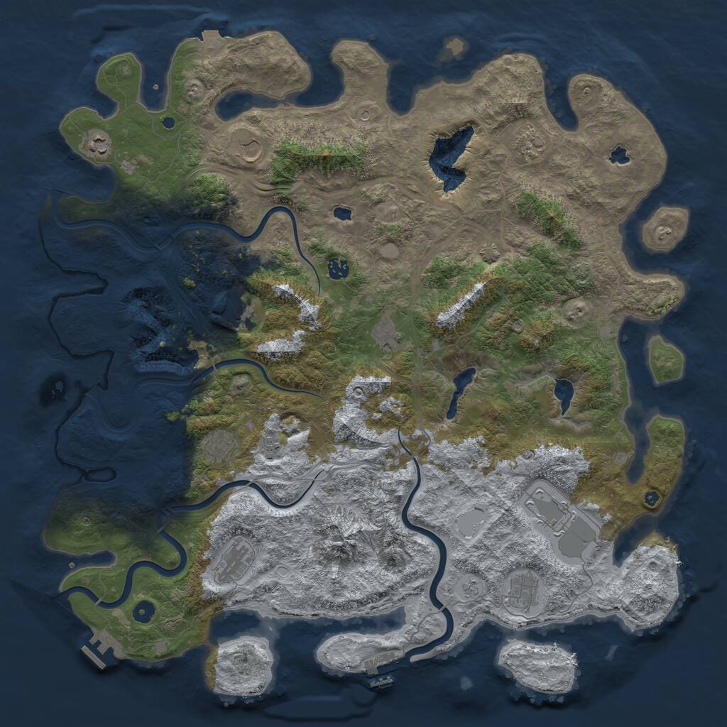 Rust Map: Procedural Map, Size: 5000, Seed: 73564288, 17 Monuments