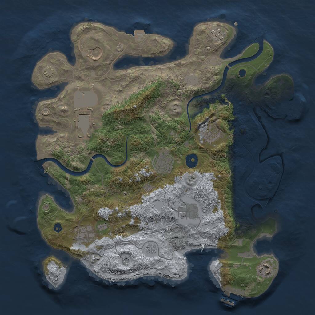 Rust Map: Procedural Map, Size: 3500, Seed: 213850304, 14 Monuments