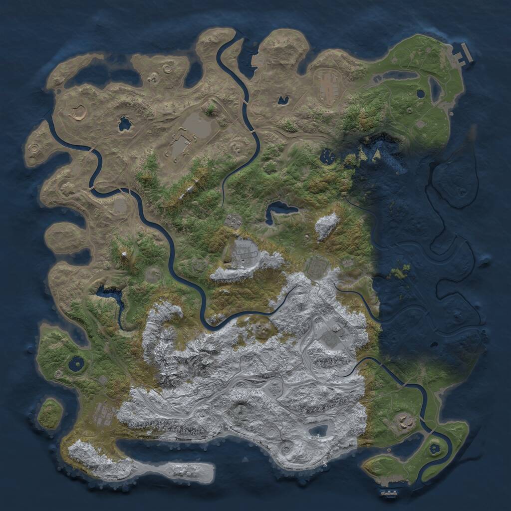 Rust Map: Procedural Map, Size: 5000, Seed: 456915897, 16 Monuments