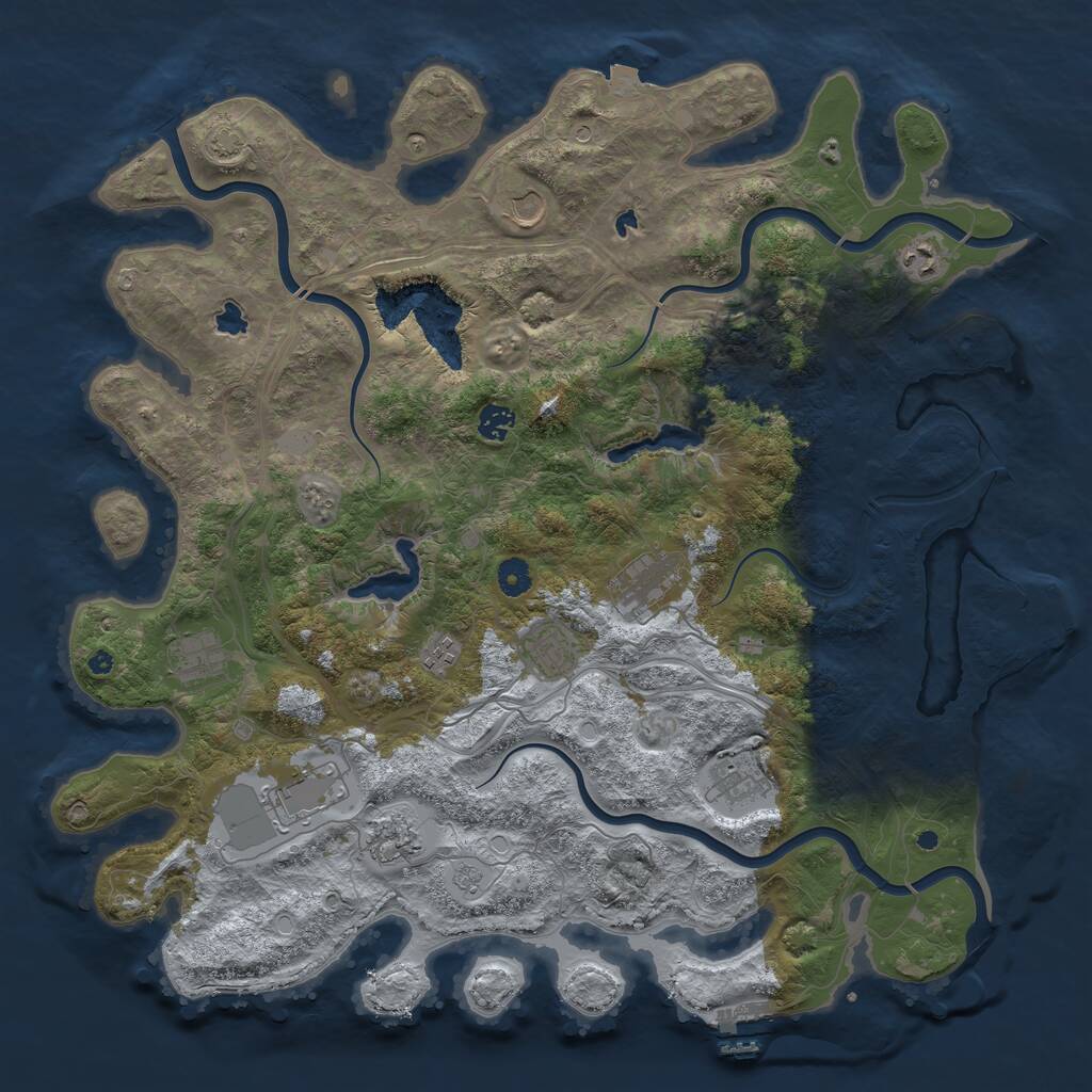 Rust Map: Procedural Map, Size: 4500, Seed: 784232516, 16 Monuments