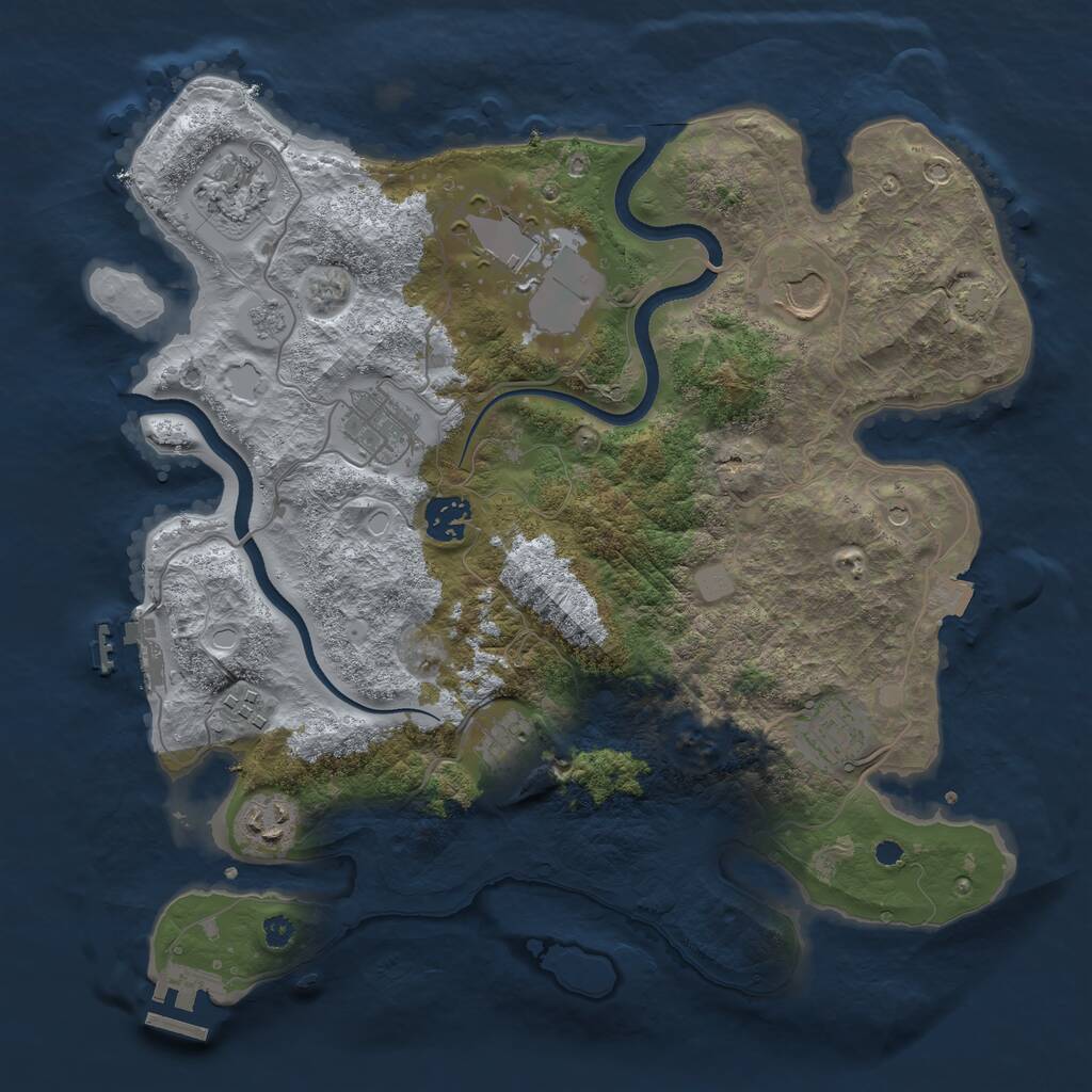 Rust Map: Procedural Map, Size: 3500, Seed: 2041705224, 15 Monuments