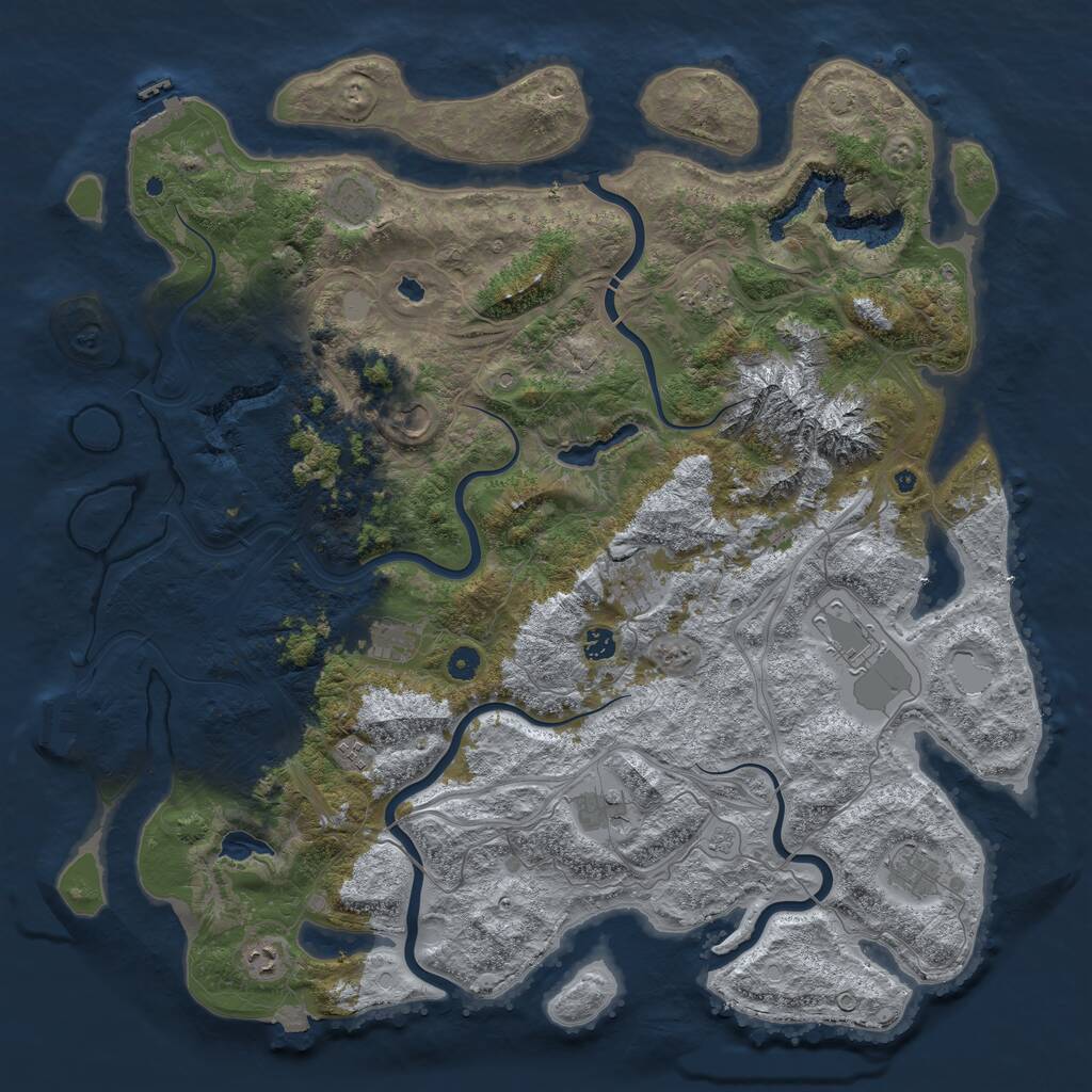 Rust Map: Procedural Map, Size: 5000, Seed: 8246565, 17 Monuments