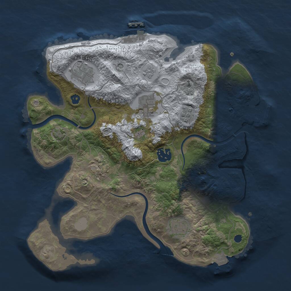 Rust Map: Procedural Map, Size: 3000, Seed: 533490580, 12 Monuments