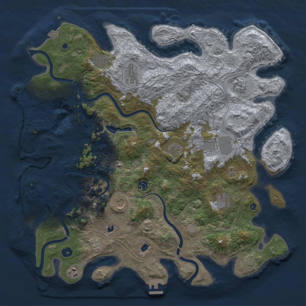 Rust Map: Procedural Map, Size: 4500, Seed: 410211626, 16 Monuments