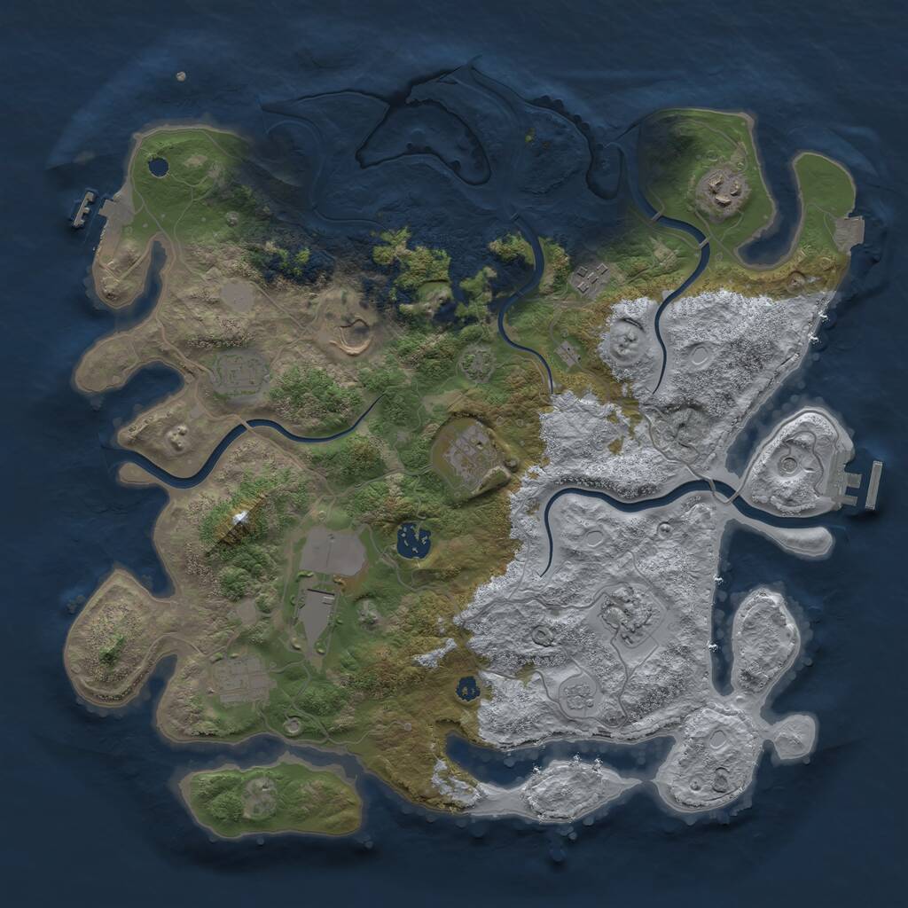 Rust Map: Procedural Map, Size: 3800, Seed: 987619, 15 Monuments