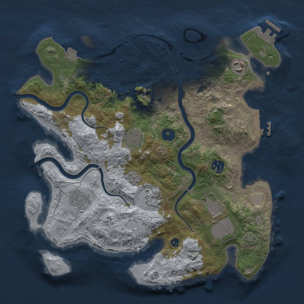 Rust Map: Procedural Map, Size: 3500, Seed: 105072026, 14 Monuments